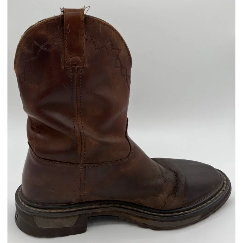 Rocky Original Ride Roper Men’s Brown Leather Western Work Boots Size 9M